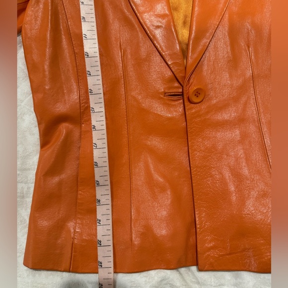 Colebrook orange leather jacket single button Y2K blazer - Picture 10 of 10